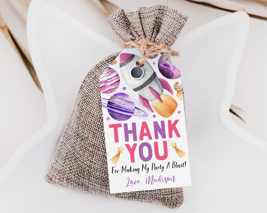 Outer Space Birthday Party Favor Tags Editable Template