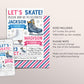 Ice Skating Joint Siblings Birthday Invitation Editable Template, Boy Girl Twins Ice Hockey Skating Party Invite, Sports Skate Rink Evite