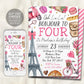 Paris Theme 4th Fourth Birthday Invitation Editable Template