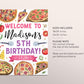 Pizza Party Welcome Sign Editable Template, Girl Pizzeria Pizza Making Birthday Party Poster, Slice Of Fun Pizza Decor Banner Welcome Board