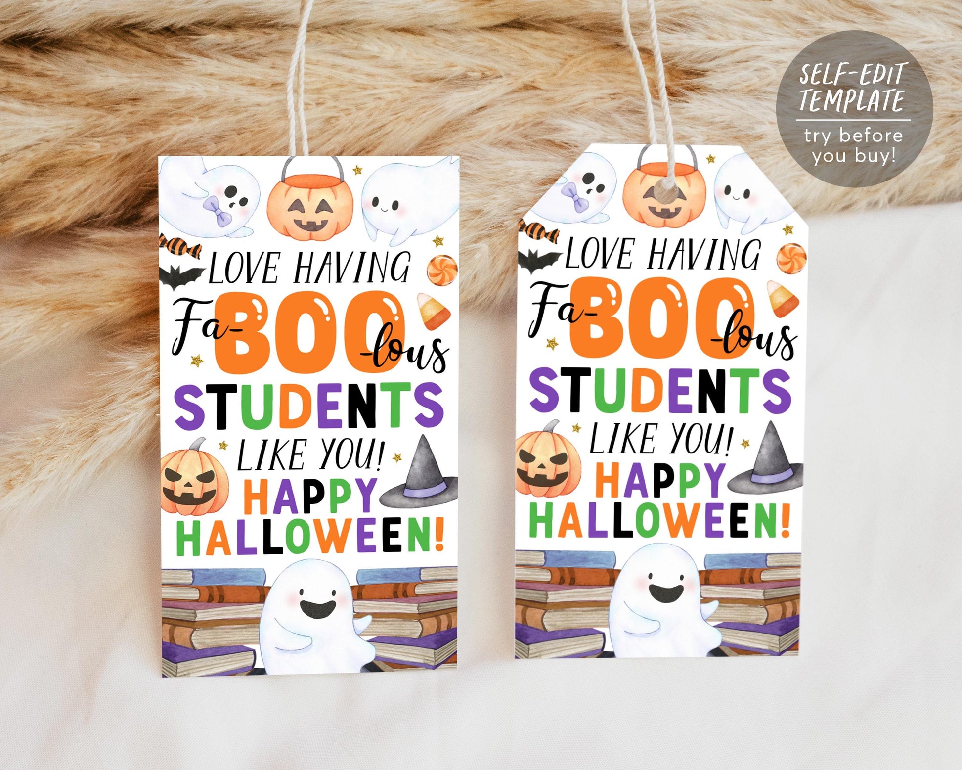 Student Appreciation Halloween Gift Tag Editable Template