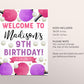 Ping Pong Birthday Welcome Sign Editable Template, Girl Table Tennis Birthday Party Poster, Sport Indoor Tennis Game Match Tournament Poster