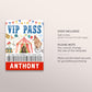Circus Birthday All Star VIP Pass Editable Template, Carnival Theme Party All Access Pass, Come One Come All Guest Name Tag ID Badge Lanyard