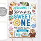 Sweet One Birthday Welcome Sign Editable Template