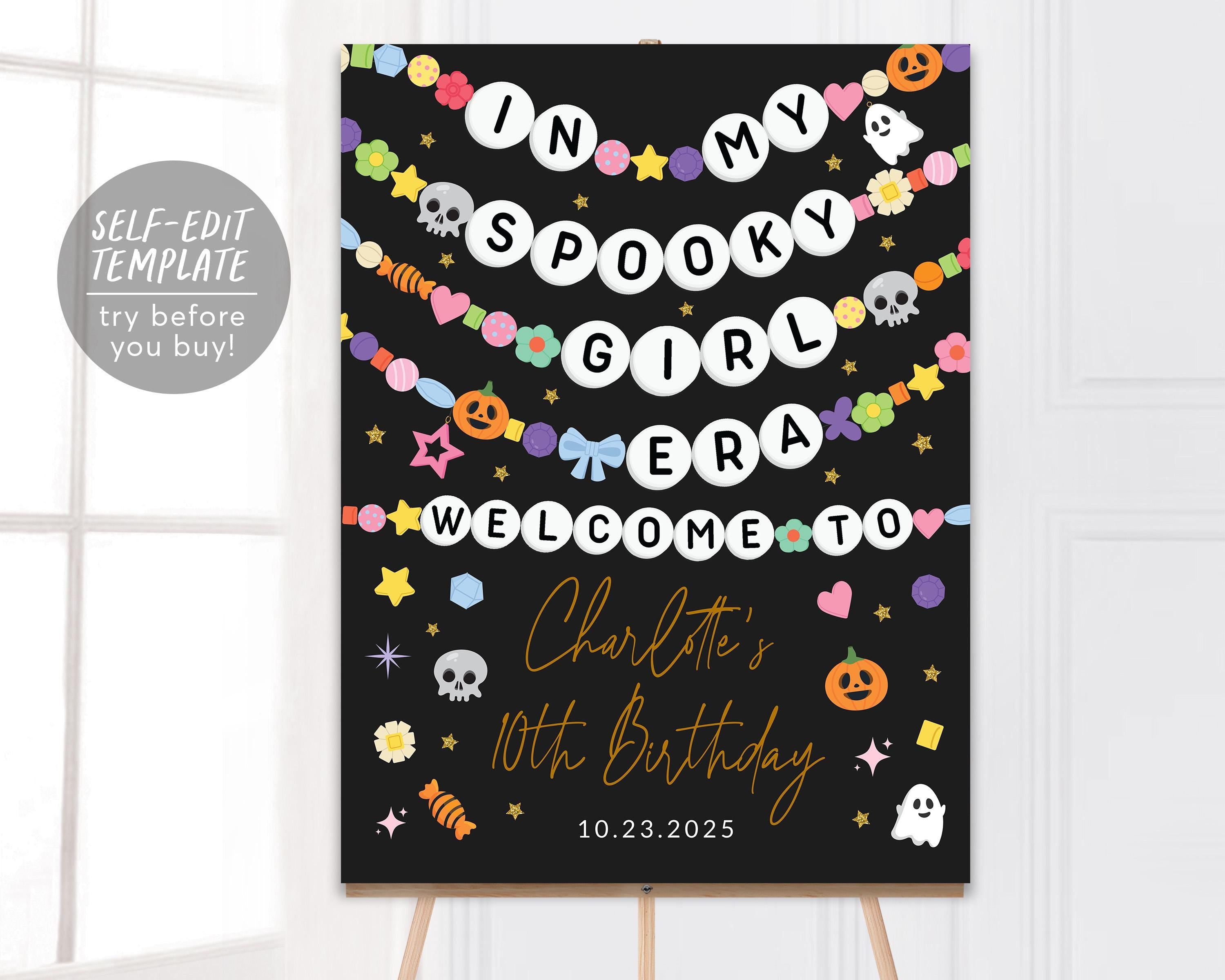 In My Spooky Girl Era Welcome Sign Editable Template, Halloween Ghost ...