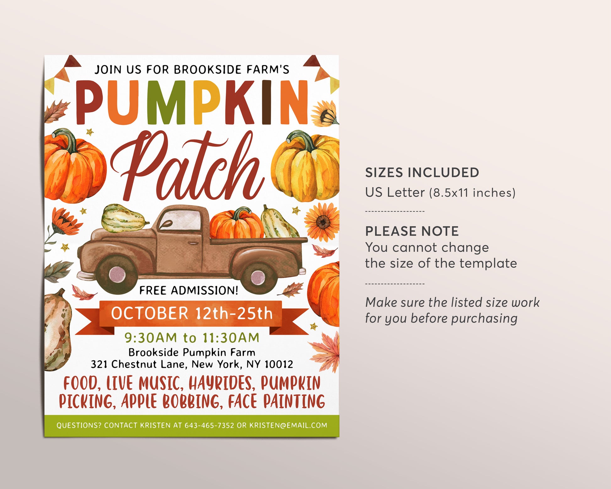 a flyer for a pumpkin patch event