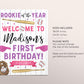 Baseball Birthday Welcome Sign Editable Template, Girl Rookie Of The Year Birthday Poster, Baseball Sports It's Game Time All Star Poster