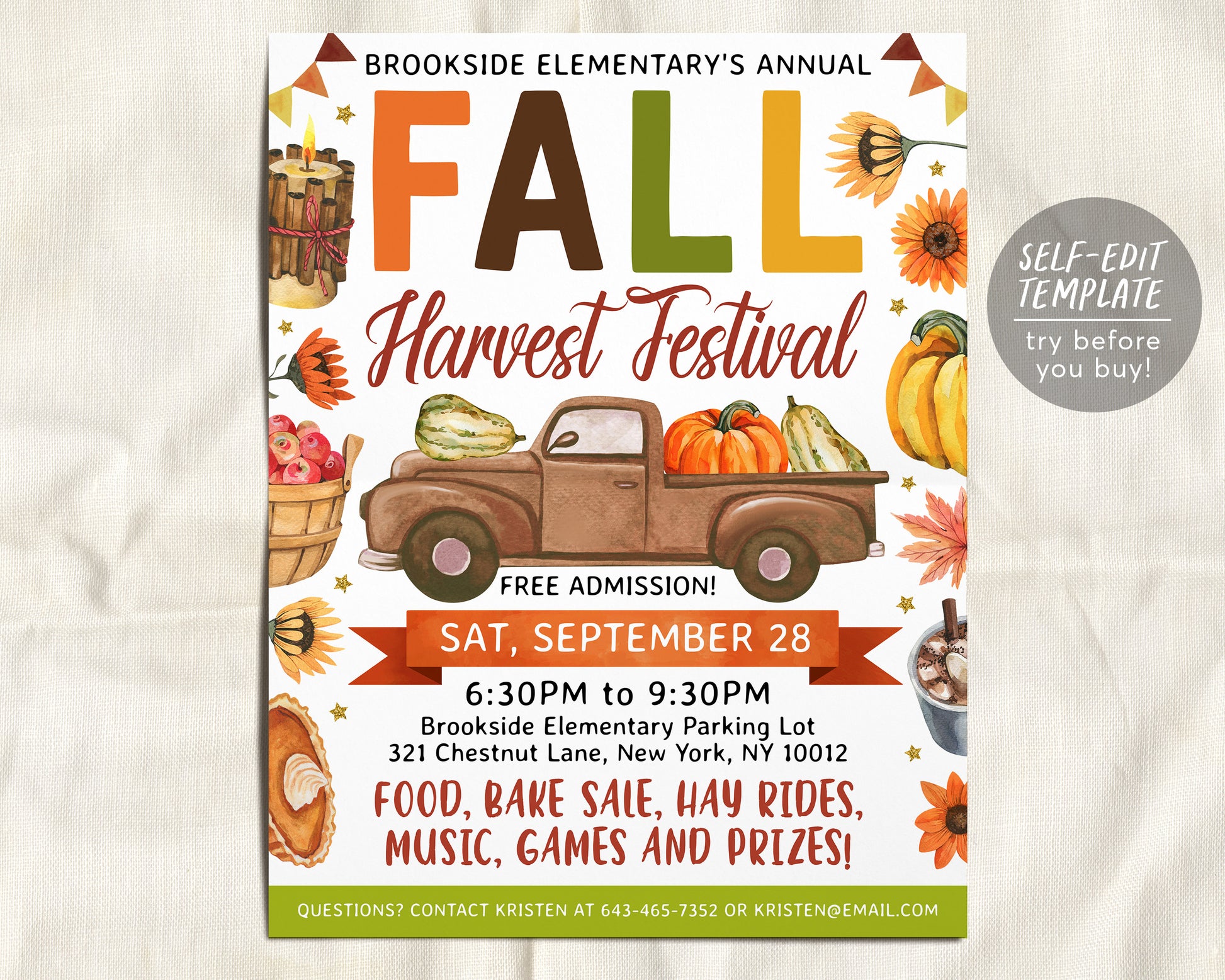 a flyer for a fall harvest festival