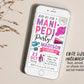Mani Pedi Birthday Party Invitation Editable Template, Manicure Pedicure Spa Day Birthday Invite, Girl Pamper Party Glam Nail Salon Party