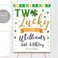 Two Lucky Birthday Welcome Sign Editable Template