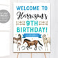 Horse Birthday Welcome Sign Editable Template