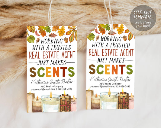 Candle Themed Realtor Pop-By Tags Editable Template