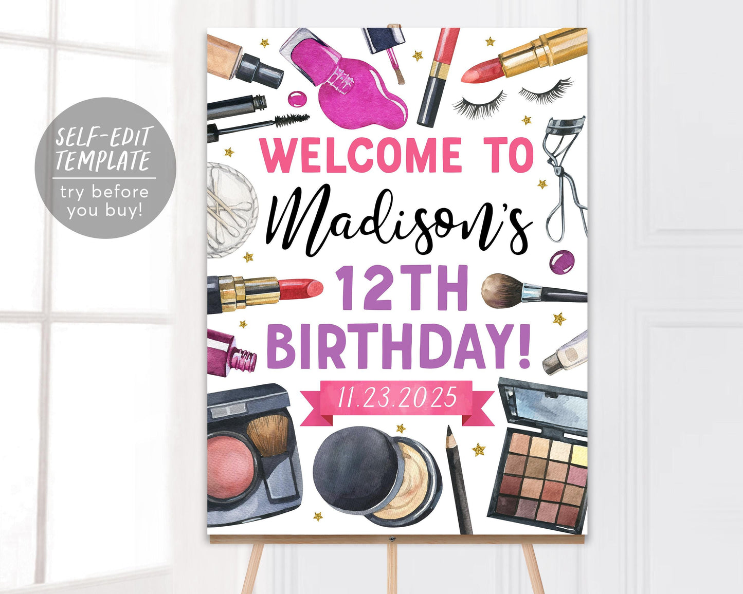 Spa Birthday Welcome Sign Editable Template