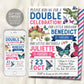 Dinosaur Butterfly Joint Siblings Birthday Invitation Editable Template