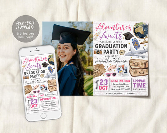 Farewell Graduation Invitation With Photo Editable Template
