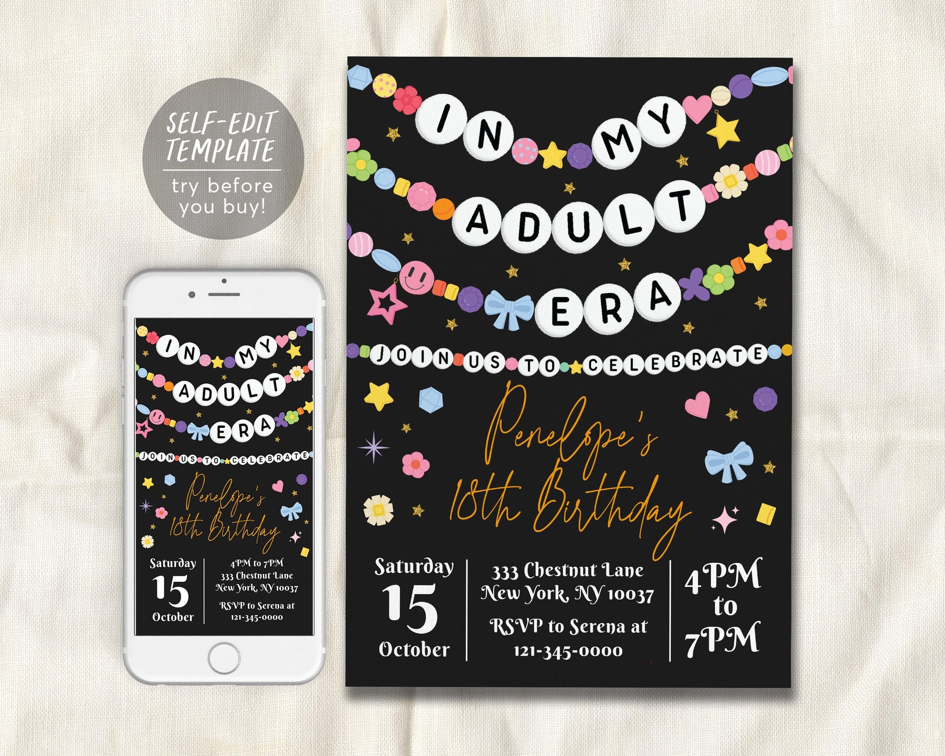 In My Adult Era Invitation Editable Template