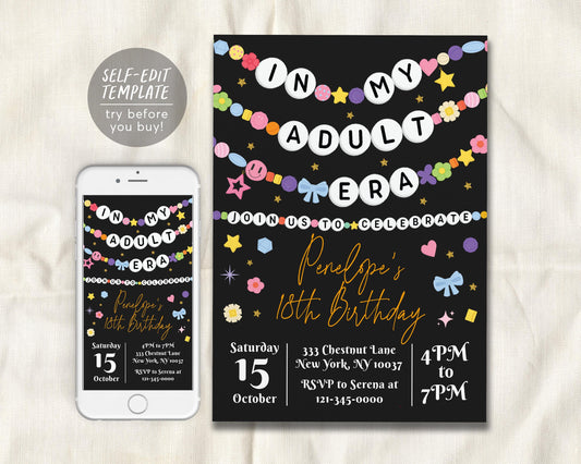 In My Adult Era Invitation Editable Template