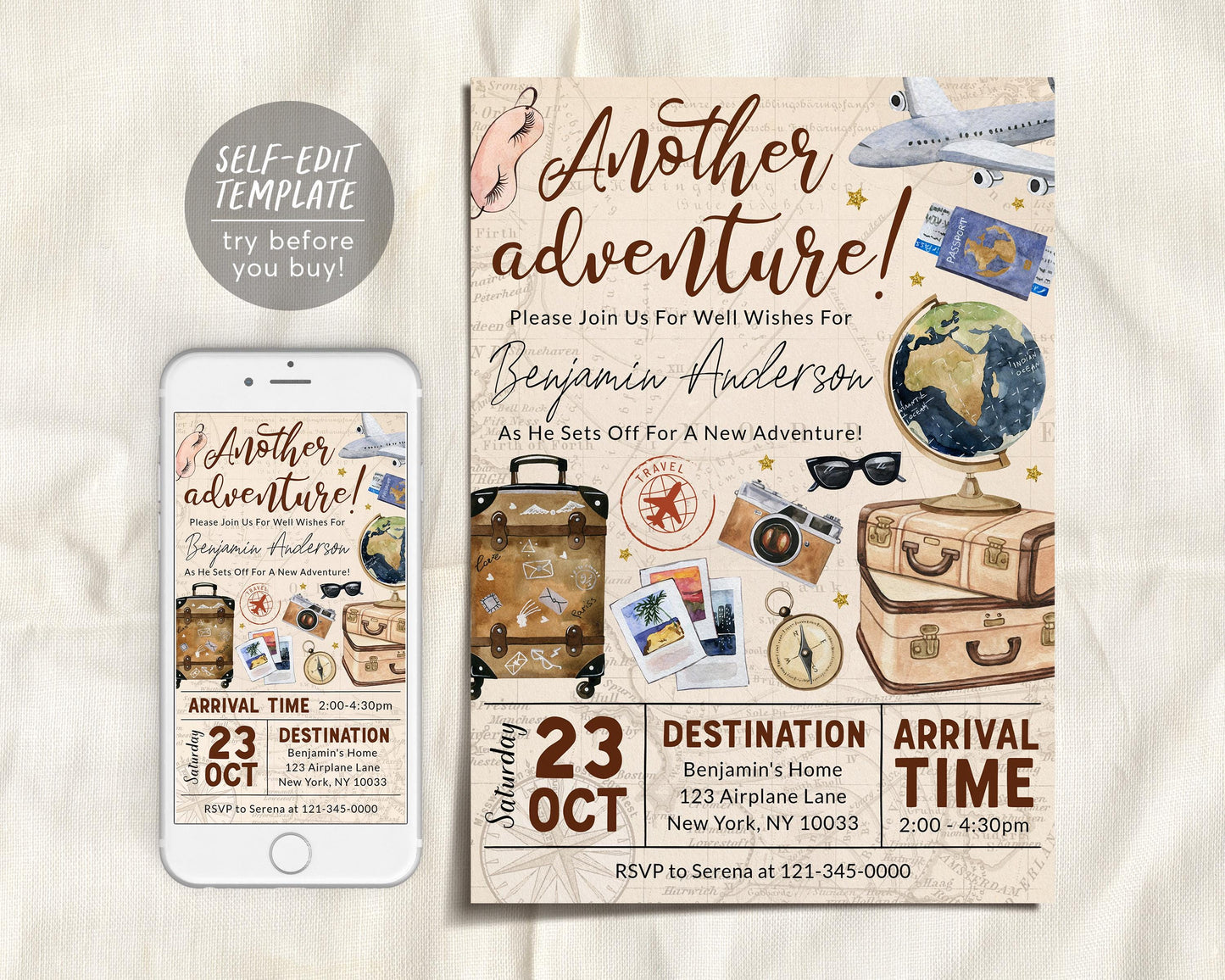 Going Away Farewell Moving Invitation Editable Template