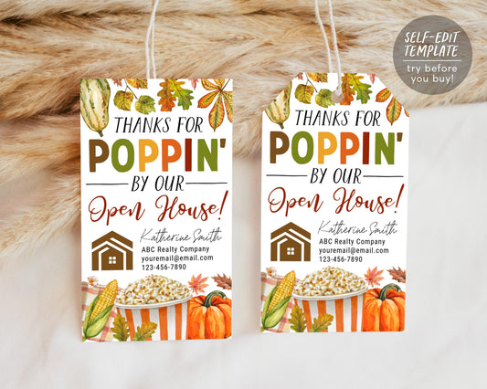 Fall Realtor Popcorn Pop By Tag Editable Template