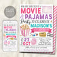 Movie and Pajamas Birthday Invitation Editable Template