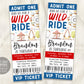 Amusement Park Birthday Ticket Invitation Editable Template