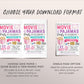 Movie and Pajamas Birthday Invitation Editable Template, Girl Slumber Party Popcorn Cinema Movie Ticket Invite, Sleepover Kids Party Evite