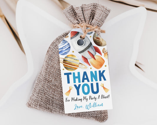 Outer Space Birthday Favor Tags Editable Template