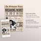 Graduation Vintage Newspaper Invitation Editable Template, Senior Graduation Announcement Party Invite, Grad College High School Evite