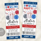 Bowling Birthday Ticket Invitation Editable Template