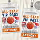 Basketball Birthday All Star VIP Pass Editable Template