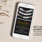 In My Forties Era Invitation Editable Template, Friendship Bracelet Party Invite, Fortieth 40th Birthday Girl Eras Music Black Gold Evite