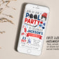 Hockey Pool Party Birthday Invitation Editable Template, Summer Sports Ice Hockey Backyard Summer Party Invite, Boy Swimming Pool Evite