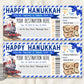 Happy Hanukkah Train Ticket Boarding Pass Editable Template