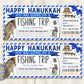 Hanukkah Retirement Fishing Trip Ticket Editable Template