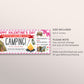 Valentines Day Camping Trip Ticket Editable Template, Anniversary Weekend Trip Gift Certificate, Wilderness Hiking Experience Voucher Coupon