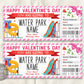 Valentines Day Water Park Ticket Editable Template