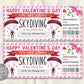 Valentines Day Skydiving Ticket Gift Certificate Ticket Editable Template