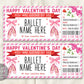 Valentines Day Ballet Gift Ticket Editable Template