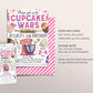 Cupcake Wars Birthday Invitation Editable Template, Girl Baking Competition Cupcake Decorating Party Invite, Kids Cooking Evite Printable