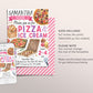 Pizza and Ice Cream Birthday Party Invitation Editable Template, Kids Summer Ice Cream Party Invite, Pizza Making Evite, Girl Teen Tween