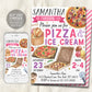 Pizza and Ice Cream Birthday Party Invitation Editable Template