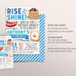 Rise and Shine Kids Breakfast Brunch Invitation Editable Template, Boy Brunch Birthday Invite, Pancakes Bacon Eggs Evite Digital Printable