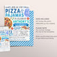 Pizza and Pajamas Birthday Invitation Editable Template, Boy Pizza And PJs Party Invite, Kids Pizzeria Slumber Party Evite, Slice Of Fun