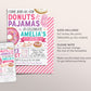 Donuts and Pajamas Birthday Invitation Editable Template, Girl Tween Sprinkles Donut Party Invite, Kids PJs Slumber Party Sleepover Evite