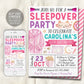 Slumber Party Birthday Invitation Editable Template