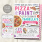 Pizza and Paint Party Birthday Invitation Editable Template