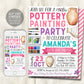 Pottery Party Invitation Editable Template