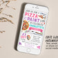 Pizza and Paint Party Birthday Invitation With Photo Editable Template, Girl Teen Tween Painting and Pizza Evite, Dress for a Mess, Painting