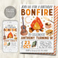 Bonfire Birthday Invitation Editable Template