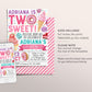 Two Sweet Invitation Editable Template, Girl Donut 2nd Birthday Invite, Blush Two Year Donuts Sweets Candy Dessert Party Sprinkles Evite